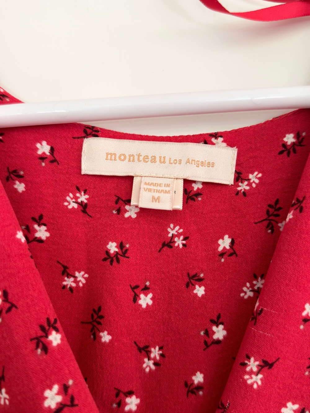 Monteau Red Floral Wrap Mini Dress - Picture 4 of 6